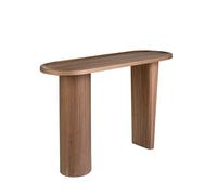 Ángel Cerdá- Consola Ovalada Medio Punto - Madera Chapada en Nogal Natural - Diseño Moderno y Elegante - Muebles de Salon - Mesa Auxiliar - Mueble Recibidor -Mesa Entrada - Ø120 x 40 x 76 cm
