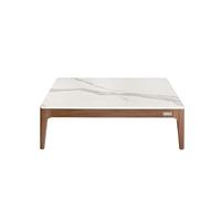 Angel Cerdá - Mesa Centro Diseño con Tapa de Porcelánico y Estructura de Madera en Nogal | Mesa de Centro Cuadrada Contemporánea, Elegante | Base de Madera | Ideal para Salón | 100 x 100 x 30 cm