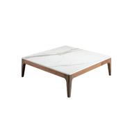 Angel Cerdá - Mesa Centro Diseño con Tapa de Porcelánico y Estructura de Madera en Nogal | Mesa de Centro Cuadrada Contemporánea, Elegante | Base de Madera | Ideal para Salón | 100 x 100 x 30 cm