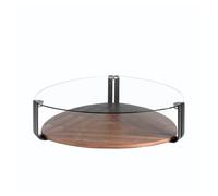 Angel cerda mesa centro triangular cristal y nogal