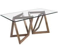 Angel Cerda Mesa comedor cristal templado y madera nogal