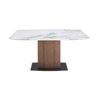 Angel cerda mesa comedor extensible ovalada barril mármol porcelánico y nogal