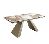 Angel cerda mesa comedor extensible rectangular mármol porcelánico y acero gris taupé