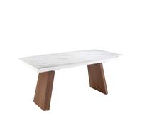 Angel cerda mesa comedor extensible ovalada barril mármol porcelánico y nogal