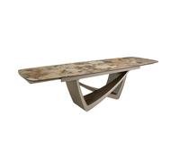 Angel cerda mesa comedor extensible ovalada barril mármol porcelánico y acero taupé metalizado