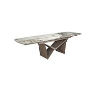 Angel cerda mesa comedor extensible ovalada barril mármol porcelánico y acero taupé metalizado