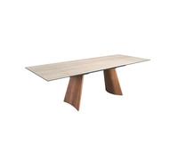 Angel cerda mesa comedor extensible rectangular mármol porcelánico y acero efecto nogal