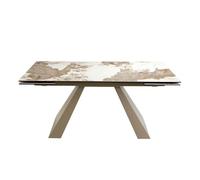 Angel cerda mesa comedor extensible rectangular mármol porcelánico y acero gris taupé