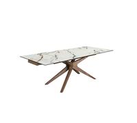 Angel Cerda Mesa comedor extensible rectangular mármol porcelánico y nogal