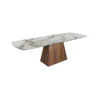 Angel cerda mesa comedor extensible rectangular mármol porcelánico y nogal