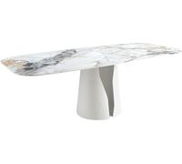 Ángel Cerdá - Mesa de Comedor Ovalada - Mueble para Comedor con Medidas 238x110x76cm - Mesa en mármol porcelánico y Acero Blanco para 10 comensales