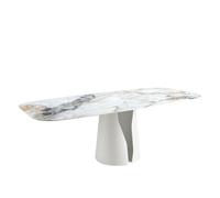 Angel cerda mesa comedor ovalada barril mármol porcelánico y acero blanco