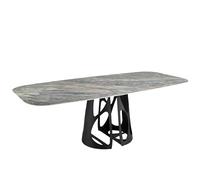 Ángel Cerdá - Mesa Comedor Ovalada de Mármol Porcelánico Azul - Mesa de Comer Moderna y Elegante - Mesa Salón Versátil y Funcional - 240 x 110 x 76 cm