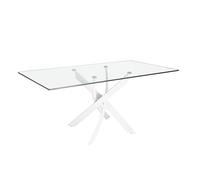 Angel cerda mesa comedor rectangular cristal templado y acero blanco