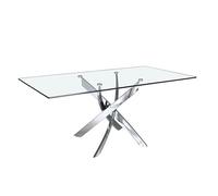 Angel cerda mesa comedor rectangular cristal templado y acero cromado