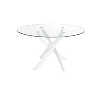 Angel cerda mesa comedor redonda cristal templado y acero blanco