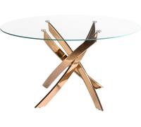 Angel Cerda Mesa comedor redonda cristal templado y acero rosa
