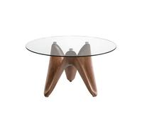 Angel cerda mesa comedor redonda cristal templado y nogal