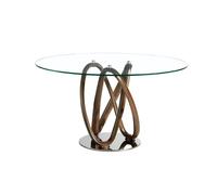 Angel cerda mesa comedor redonda cristal templado y nogal