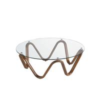 Ángel Cerdá - Mesa de Centro Redonda de Cristal Templado y Nogal - Mesita de Centro Moderna y Elegante - Mesa Auxiliar Salón Versátil - Duradero y Funcional - 115 x 38 cm