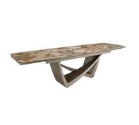 Angel CERDÁ - Mesa de Comedor Extensible Ovalada Barril con Tapa de Mármol Porcelánico y Patas en Taupé - Mesa para 12 Comensales con Diseño Moderno - Extensible de 200 a 300 cm - 200 x 100 x 76 cm