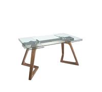 Angel Cerda Mesa comedor extensible rectangular cristal templado y nogal