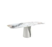Ángel Cerdá - Mesa de Comedor Ovalada - Mueble para Comedor con Medidas 238x110x76cm - Mesa en mármol porcelánico y Acero Blanco para 10 comensales