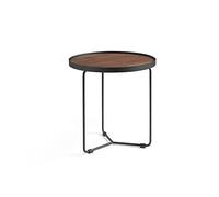 Ángel Cerdá - Mesa Rincón Redonda en Madera de Nogal y Patas de Acero Negro - Mesa Auxiliar Moderna para Salón, Dormitorio o Entrada - Estilo Minimalista y Funcional - Ø50 x 50 cm