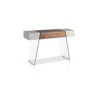 Ángel Cerdá - Mueble Consola Nogal y Cristal con Laterales Lacados - Consola de Entrada Moderna en Madera y Cristal Templado - Diseño Sofisticado - Resistente y Versátil - 120 x 40 x 73 cm