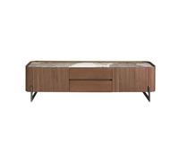 Angel cerda mueble tv nogal, acero visón metal y tapa de mármol porcelánico