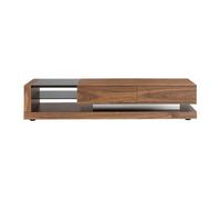 Ángel Cerdá - Mueble TV de Nogal y Cristal Tintado Negro - Mueble Televisión - Patas de Acero - Gran Almacenaje - Diseño Moderno - Materiales Resistentes - 200 x 45 x 38 cm