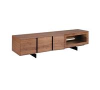 Angel cerda mueble tv nogal y acero negro con iluminación interior 200 cm