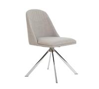 Angel Cerdá - Silla Comedor Giratoria Tapizada en Tela Gris | Sillas Comedor Modernas, Diseño Minimalista, Elegante | 47 x 56 x 82 cm, Patas de Acero Cromado | Cómoda, para Comedor, Salon