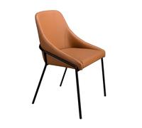 Angel CERDÁ - Silla de Comedor - Diseño Moderno, Funcional y Atemporal - 53 x 59 x 83 cm - Tapizado en Polipiel Naranja con Patas de Acero Inoxidable Negro