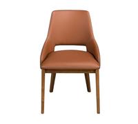 Angel CERDÁ - Silla de Comedor Moderno - Diseño Vanguardista y Atemporal - 54 x 61 x 83 cm - Tapizado Polipiel Marrón con Patas de Madera Chapada en Nogal Natural