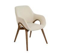Angel Cerdá - Silla de Comedor Tapizada en Tela Beige - Diseño Moderno, Cómodo y Envolvente - 57 X 60 X 82 Cm - Asiento Acolchado, Respaldo Curvo y Patas Metálicas en Acero Lacado Negro