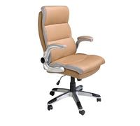 ÁNGEL CERDÁ - Silla de Oficina Giratoria de Polipiel - Silla de Escritorio Giratoria Regulable en Altura y Resposabrazos Abatible - Asiento Regulable en Altura - 66x72x112 cm - Marrón