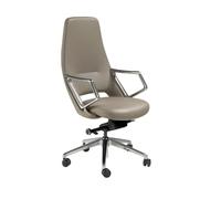 Angel Cerdá - Silla Escritorio Premium Giratoria, Tapizada en Polipiel Gris | Silla Escritorio Ergonomica Respaldo Ancho y Reposabrazos | Patas Cromadas con Ruedas | 57 x 68 x 113 cm