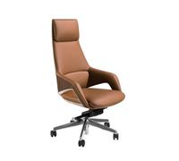 Angel Cerdá - Silla Escritorio Premium Giratoria, Tapizada en Polipiel Marrón | Silla Escritorio Ergonomica Respaldo Ancho y Reposabrazos | Patas Cromadas con Ruedas | 67 x 69 x 121 cm