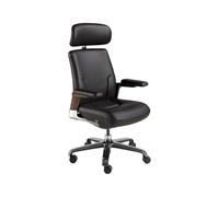 Angel Cerdá - Silla Escritorio Premium Giratoria, Tapizada en Polipiel Negro | Silla Escritorio Ergonomica Respaldo Ancho y Reposabrazos | Patas Acero Cromado | 74 x 70 x 118 cm