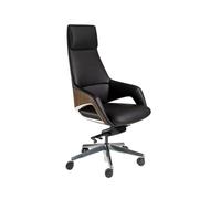 Angel Cerdá - Silla Escritorio Premium Giratoria, Tapizada en Polipiel Negro | Silla Escritorio Ergonomica Respaldo Ancho y Reposabrazos | Patas Acero Cromado | 67 x 69 x 121 cm