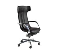 Angel Cerdá - Silla Escritorio Premium Giratoria, Tapizada en Polipiel Negro | Silla Escritorio Ergonomica Respaldo Ancho y Reposabrazos | Patas Acero Cromado | 63 x 66 x 122 cm