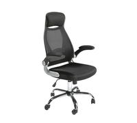 Angel Cerdá - Silla Escritorio Premium Giratoria, Tapizada en Tela Negra | Silla Escritorio Ergonomica Respaldo Ancho y Reposabrazos | Patas Acero Cromado | 66 x 62 x 117 cm