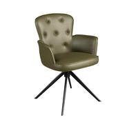 Angel Cerdá - Silla Giratoria Polipiel Verde Oscuro - Diseño Envolvente y Funcional - 57x61x82 cm - Asiento Acolchado, Respaldo Curvo, Base de Acero Negro Mate