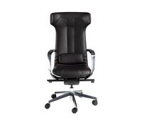 Angel Cerdá - Silla Escritorio Premium Giratoria, Tapizada en Polipiel Negro | Silla Escritorio Ergonomica Respaldo Ancho y Reposabrazos | Patas Acero Cromado | 63 x 66 x 122 cm