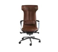 Angel Cerdá - Silla Escritorio Premium Giratoria, Tapizada en Polipiel Marrón | Silla Escritorio Ergonomica Respaldo Ancho y Reposabrazos | Patas Cromadas con Ruedas | 63 x 66 x 122 cm