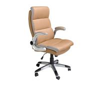 Angel Cerdá - Silla Escritorio Premium Giratoria Regulable, Tapizada en Polipiel Marrón | Silla Escritorio Ergonomica Respaldo Ancho y Reposabrazos | Patas con Ruedas | 66 x 72 x 112 cm