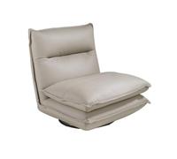 Angel Cerdá | Sillón Giratorio de Diseño Moderno Modelo 5244 | Tapizado en Piel Gris Taupe | Patas de Acero Negro