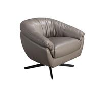 Angel CERDÁ - Sillón Giratorio con Reposabrazos - Diseño Moderno - 87 x 85 x 74 cm - Tapizado en Piel de Origen Vacuno Gris y Patas en Acero Inoxidable Epoxi Negro