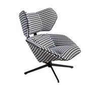 Angel CERDÁ - Sillón Relax Giratorio con Reposabrazos - Diseño Moderno - 85 x 95 x 98 cm - Tapizado en Tela Blanca y Negra con Estampado Pata de Gallo